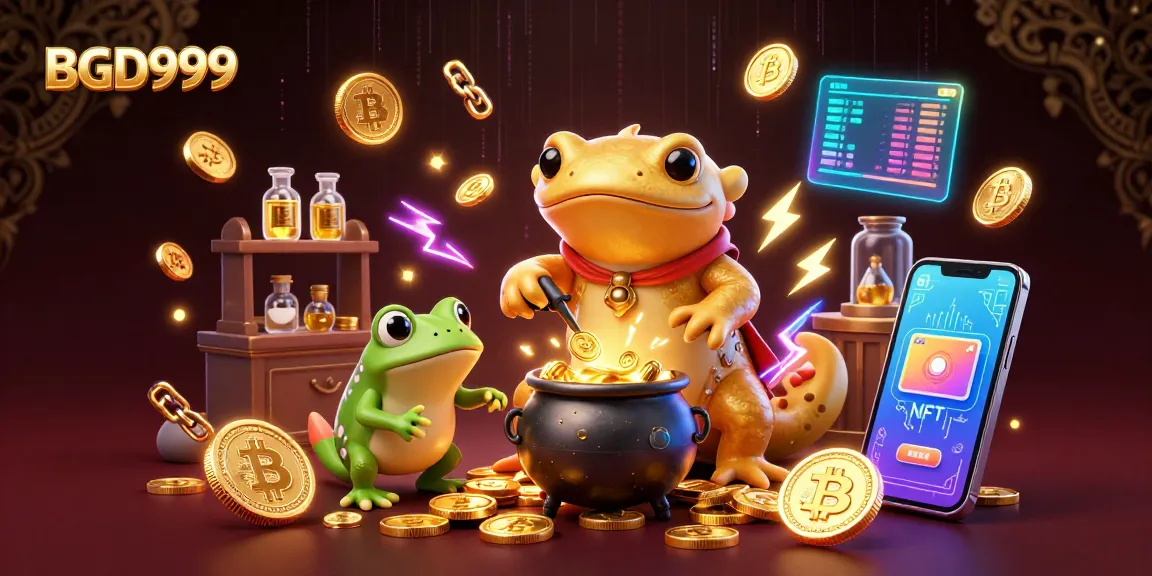 Engage with BGD999 through an enchanting scene of alchemy and digital assets in a casino world.