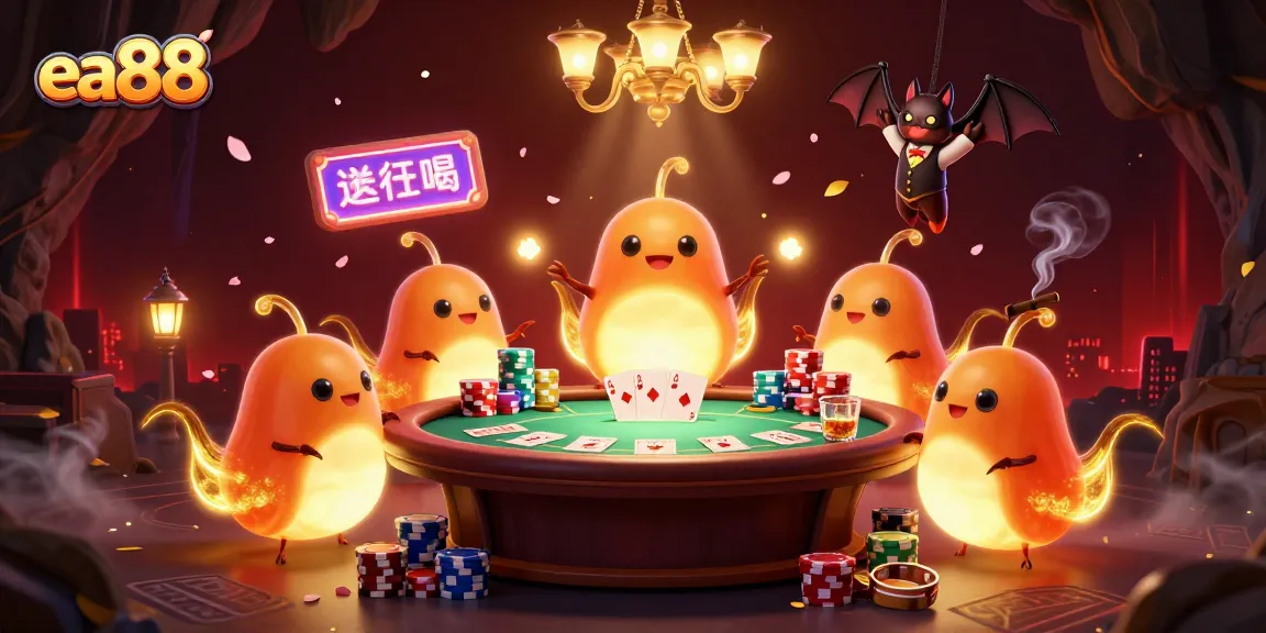 ea88 glowworms illuminate a vibrant cave casino scene filled with poker elements and dynamic gaming action.