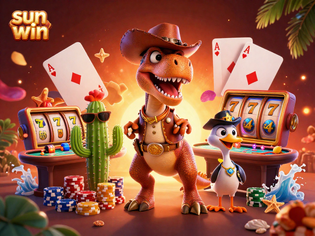 Experience the excitement of sun win with our vibrant casino-themed 3D illustration.