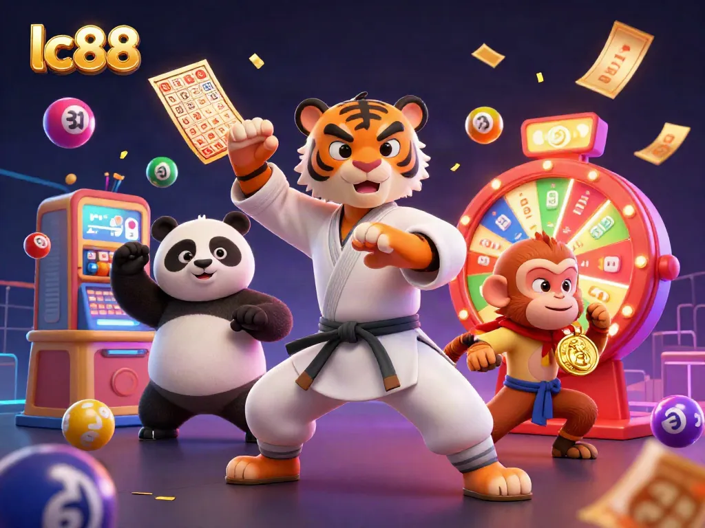 Win big at lc88 with vibrant lottery fun featuring kung fu elements and animated game scenes.
