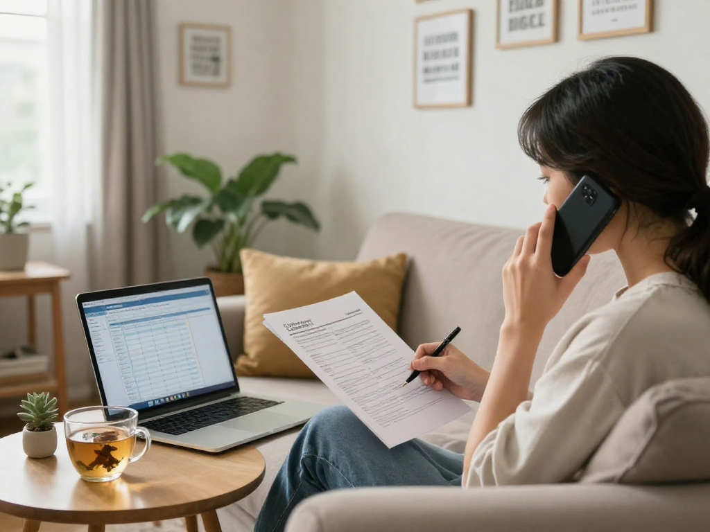 Debt relief Canada journey featuring a person organizing finances in a cozy living room.