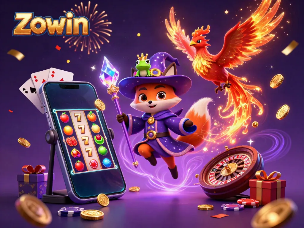 Experience winning thrills with Zowin in a dynamic casino adventure showcasing magical characters.