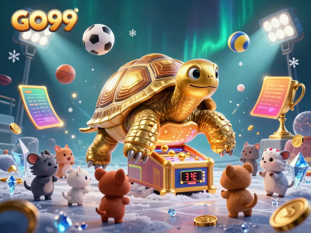 Engage with GO99 through a vibrant 3D scene of excited players at a casino
