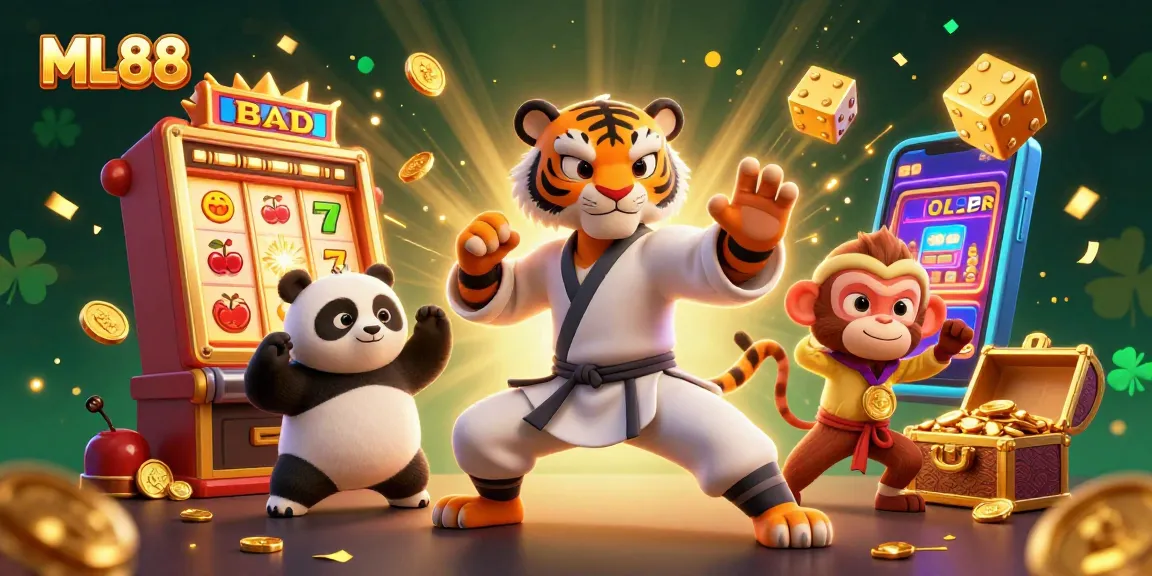 Experience thrilling wins with ML88 at an exciting cartoon casino scene featuring dynamic characters and vibrant game elements.