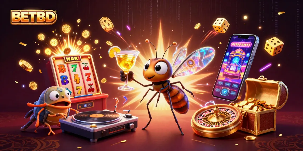 Experience exhilarating BETBD gaming with a dynamic scene featuring a casino mascot and more.