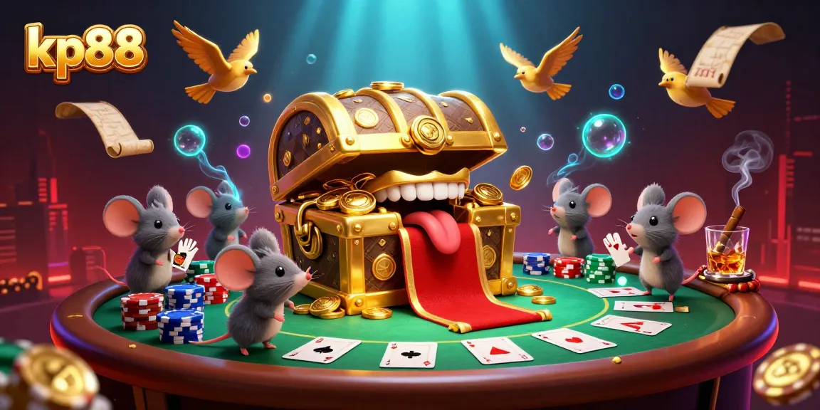 Engage in thrilling gameplay at kp88 with vibrant casino elements and a cartoon treasure chest