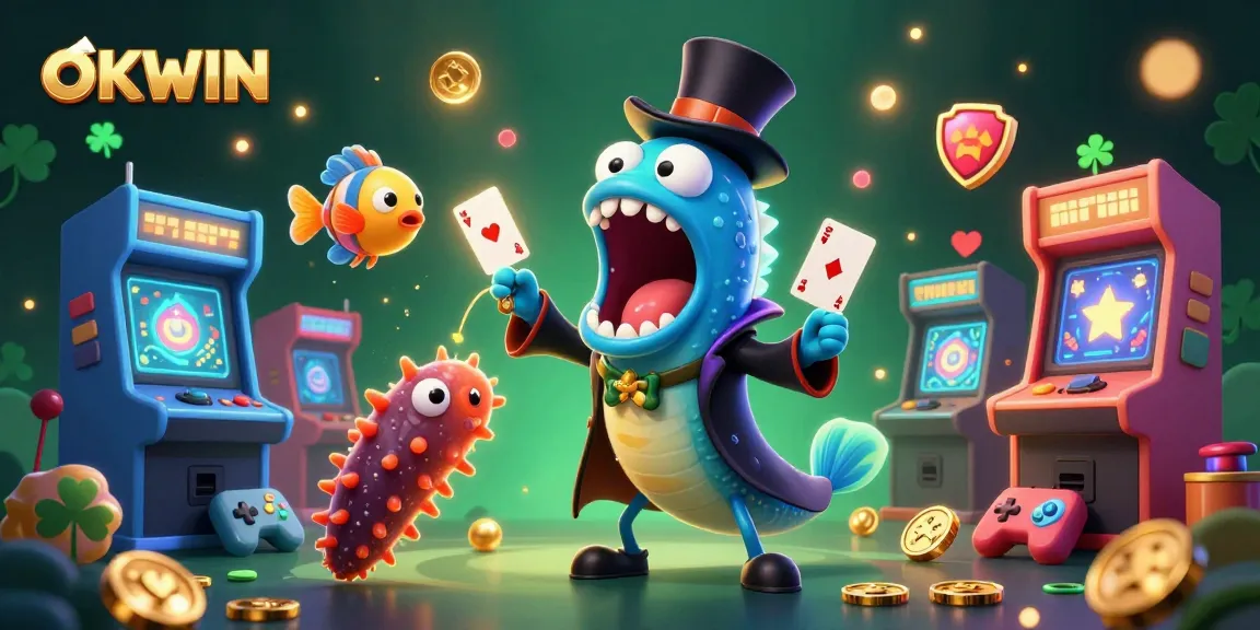 OKWIN highlights exciting card tricks in a vibrant underwater casino scene.