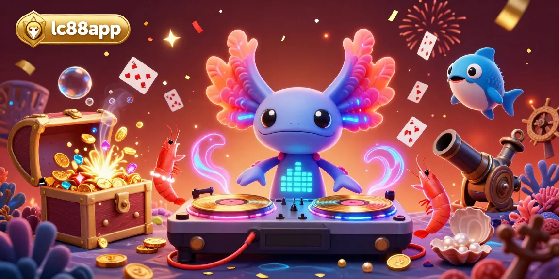 Experience the excitement of lc88app with a vibrant underwater casino party featuring neon creatures and treasure.